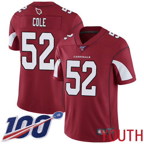 Arizona Cardinals Limited Red Youth Mason Cole Home Jersey NFL Football #52 100th Season Vapor Untouchable